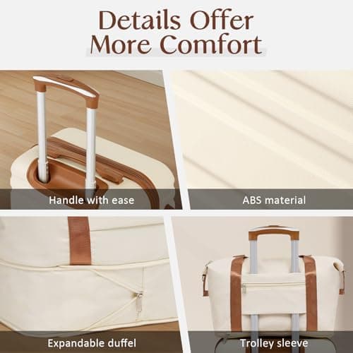 COOLIFE Suitcase Trolley Carry On Hand Cabin Luggage Hard Shell Travel Bag Lightweight,The Suitcase Included 1pcs Travel Bag and 1pcs Toiletry Bag (Sakura Pink, 5 Piece Set)