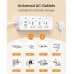 LENCENT Extension Lead with USB Slots, 3 Way Sockets Outlet Power Strips with 2 USB Ports, Universal Plug Adapter with 2M Extension Cord, Charging Station for Home, Office, Individually Switched