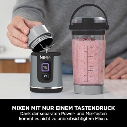 Ninja Blast BC151EUBK Wireless Blender, Portable, USB-C Rechargeable, 18 Ounces with Leak-proof Sip Lid, Powerful, Lightweight, Black