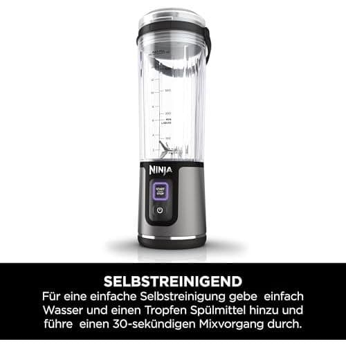 Ninja Blast BC151EUBK Wireless Blender, Portable, USB-C Rechargeable, 18 Ounces with Leak-proof Sip Lid, Powerful, Lightweight, Black