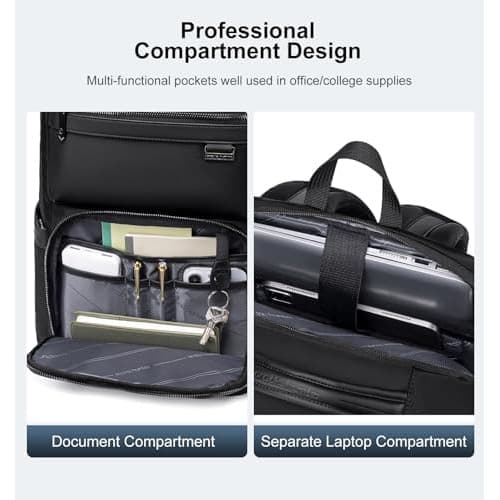 ah arctic hunter Backpack for Men Business Backpack for 15.6 inch Laptop 19L Laptop Bag Multi-pockets Water Resistant Anti-Theft Office Travel College,Black(B00808)