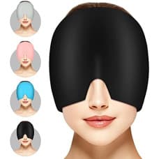 ACWOO Migraine Relief Cap, Reusable Cold Hot Therapy Migraine and Headache Relief Cap, Single-Sided Gel Ice Hot Head Wrap for Chronic Migraine, Tension Headache, Sinus Stress, Puffy Eyes (Black)