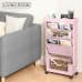MedMad 5-Tier Mobile Bookshelf,Rolling Bookcase Book Storage Rack, Movable File Folder Organizer Cart with Wheels for Home Study Office Living Room Classroom (Pink)
