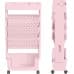 MedMad 5-Tier Mobile Bookshelf,Rolling Bookcase Book Storage Rack, Movable File Folder Organizer Cart with Wheels for Home Study Office Living Room Classroom (Pink)