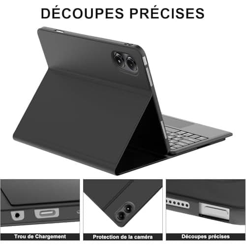 Muzz Bluetooth Keyboard Case with Trackpad for Xiaomi Redmi Pad Pro 12.1 Inch Tablet, Black, Arabic & English with pencil Holder