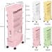 MedMad 5-Tier Mobile Bookshelf,Rolling Bookcase Book Storage Rack, Movable File Folder Organizer Cart with Wheels for Home Study Office Living Room Classroom (Pink)