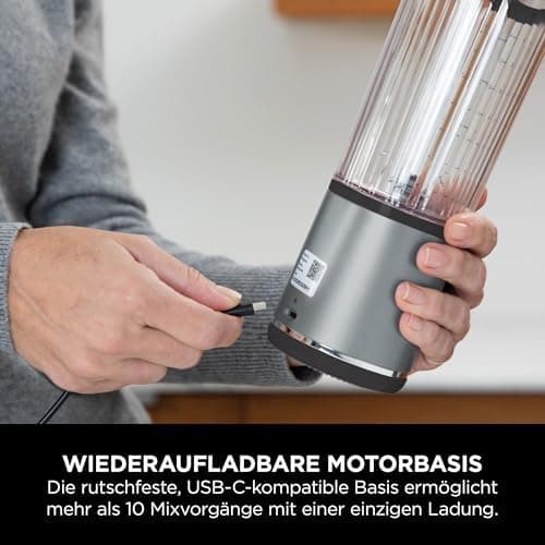 Ninja Blast BC151EUBK Wireless Blender, Portable, USB-C Rechargeable, 18 Ounces with Leak-proof Sip Lid, Powerful, Lightweight, Black