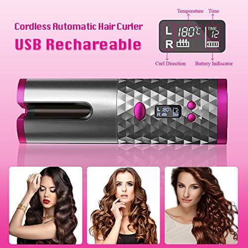 JOKBEN Wireless Automatic Curling Iron with Rechargeable Battery
