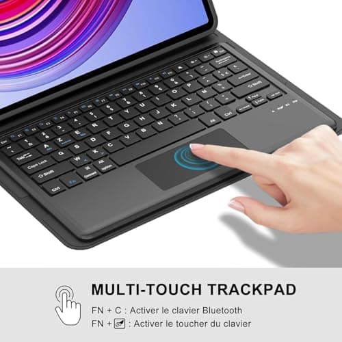 Muzz Bluetooth Keyboard Case with Trackpad for Xiaomi Redmi Pad Pro 12.1 Inch Tablet, Black, Arabic & English with pencil Holder