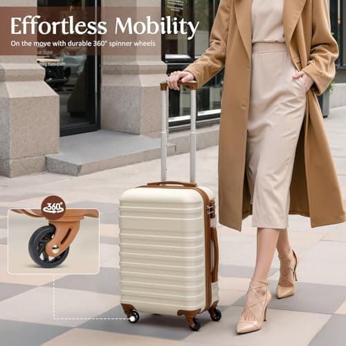COOLIFE Suitcase Trolley Carry On Hand Cabin Luggage Hard Shell Travel Bag Lightweight,The Suitcase Included 1pcs Travel Bag and 1pcs Toiletry Bag (Sakura Pink, 5 Piece Set)