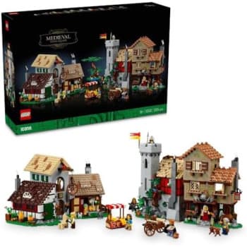LEGO Icons Medieval Town Square, Building Set, Advanced Model Kit for Adults to Build, Village of Felsa Model, Home or Office Office Décor, Creative History Gift for Men, Women, Him & Her 10332