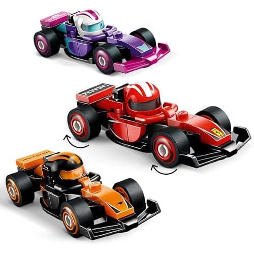 LEGO Minifigures F1 Collectible Race Cars Toys - Get 1 of 12 Mini Car Models with Drivers Helmets & Moving Wheels - Formula 1 Teams incl. Ferrari, Mercedes, McLaren, Red Bull - Mystery Box - 71049
