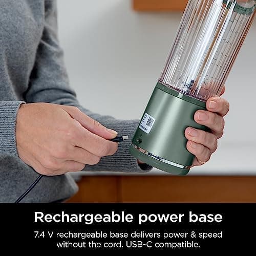 Ninja BC151EM Blast Portable Blender, Cordless, 18oz. Vessel, Personal Blender-for Shakes & Smoothies, BPA Free, Leakproof-Lid & Sip Spout, USB-C Rechargeable, Dishwasher Safe Parts, Forest Green