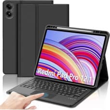 Muzz Bluetooth Keyboard Case with Trackpad for Xiaomi Redmi Pad Pro 12.1 Inch Tablet, Black, Arabic & English with pencil Holder