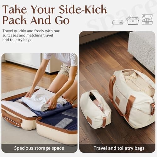 COOLIFE Suitcase Trolley Carry On Hand Cabin Luggage Hard Shell Travel Bag Lightweight,The Suitcase Included 1pcs Travel Bag and 1pcs Toiletry Bag (Sakura Pink, 5 Piece Set)