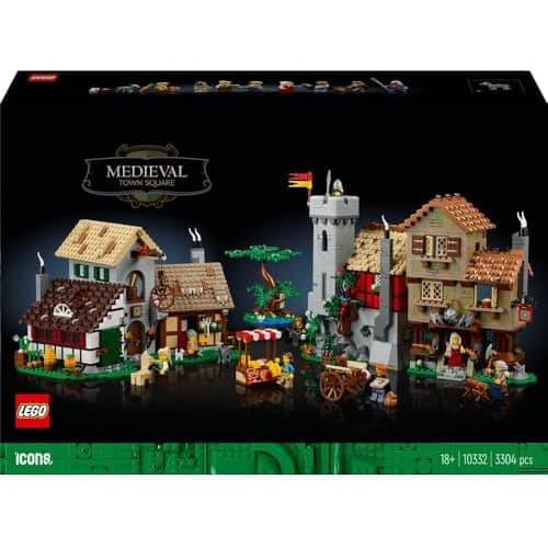 LEGO Icons Medieval Town Square, Building Set, Advanced Model Kit for Adults to Build, Village of Felsa Model, Home or Office Office Décor, Creative History Gift for Men, Women, Him & Her 10332
