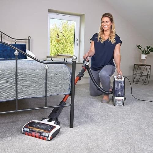 Shark Corded Upright Vacuum Cleaner,0.83L with Anti Hair Wrap Technology & Duo Clean, Pet Model, LED Headlights, 8m Cord, 750W, 2 Attachments, Navy/Orange, NZ801MET
