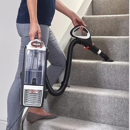 Shark Corded Upright Vacuum Cleaner,0.83L with Anti Hair Wrap Technology & Duo Clean, Pet Model, LED Headlights, 8m Cord, 750W, 2 Attachments, Navy/Orange, NZ801MET